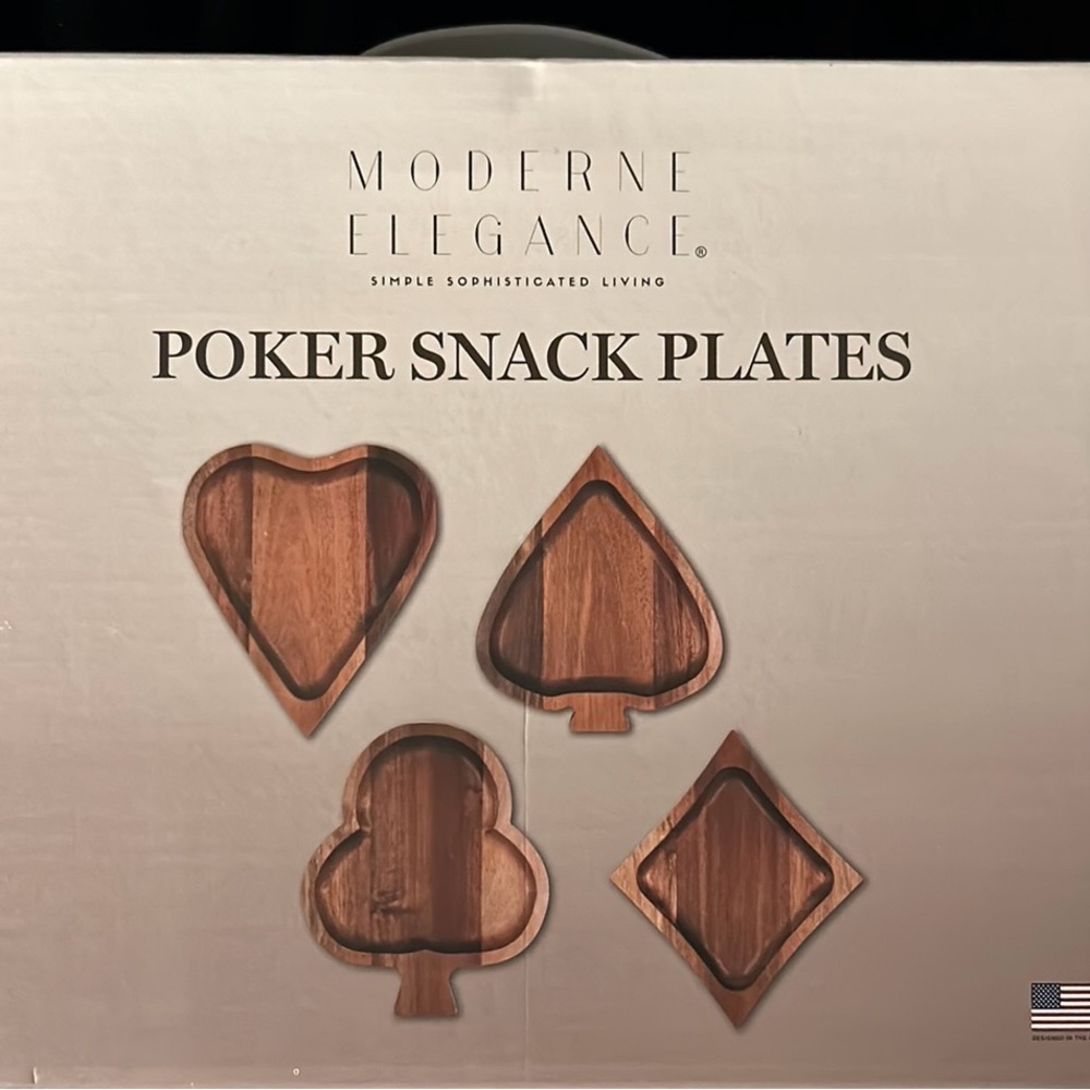 Brand New Wood Poker Snack Plates perfect for your next card game!